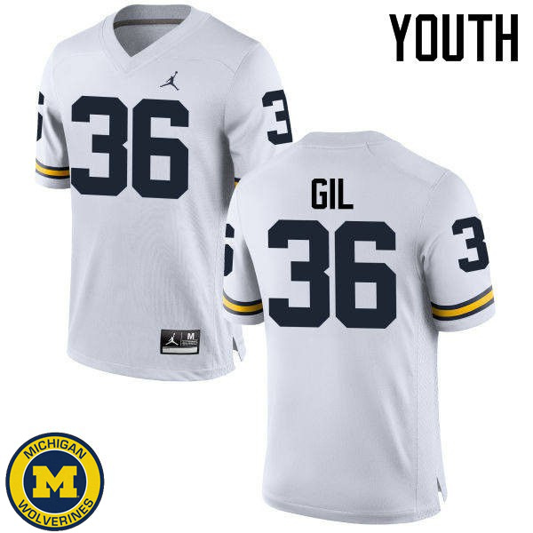 Youth Michigan Wolverines #36 Devin Gil White Football Jersey